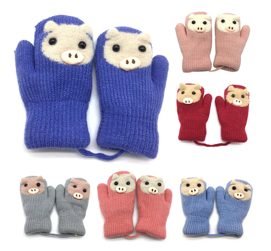 REAKIDS, новые детские перчатки, зимние толстые детские варежки, теплые шерстяные детские варежки, Хлопковые вязаные детские перчатки, варежки для мальчиков и девочек