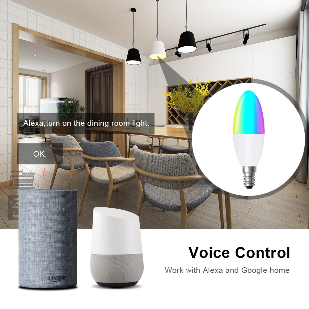 Умная лампа-свеча AVATTO Tuya 5 Вт Wi-Fi дистанционное управление через приложение Smart Life