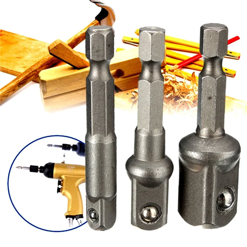 

8pcs 1/4" 3/8" 1/2" BitsSleeve Connecting Rod Head , Socket Adapter Impact Hex Shank Drill Bits Bar Set