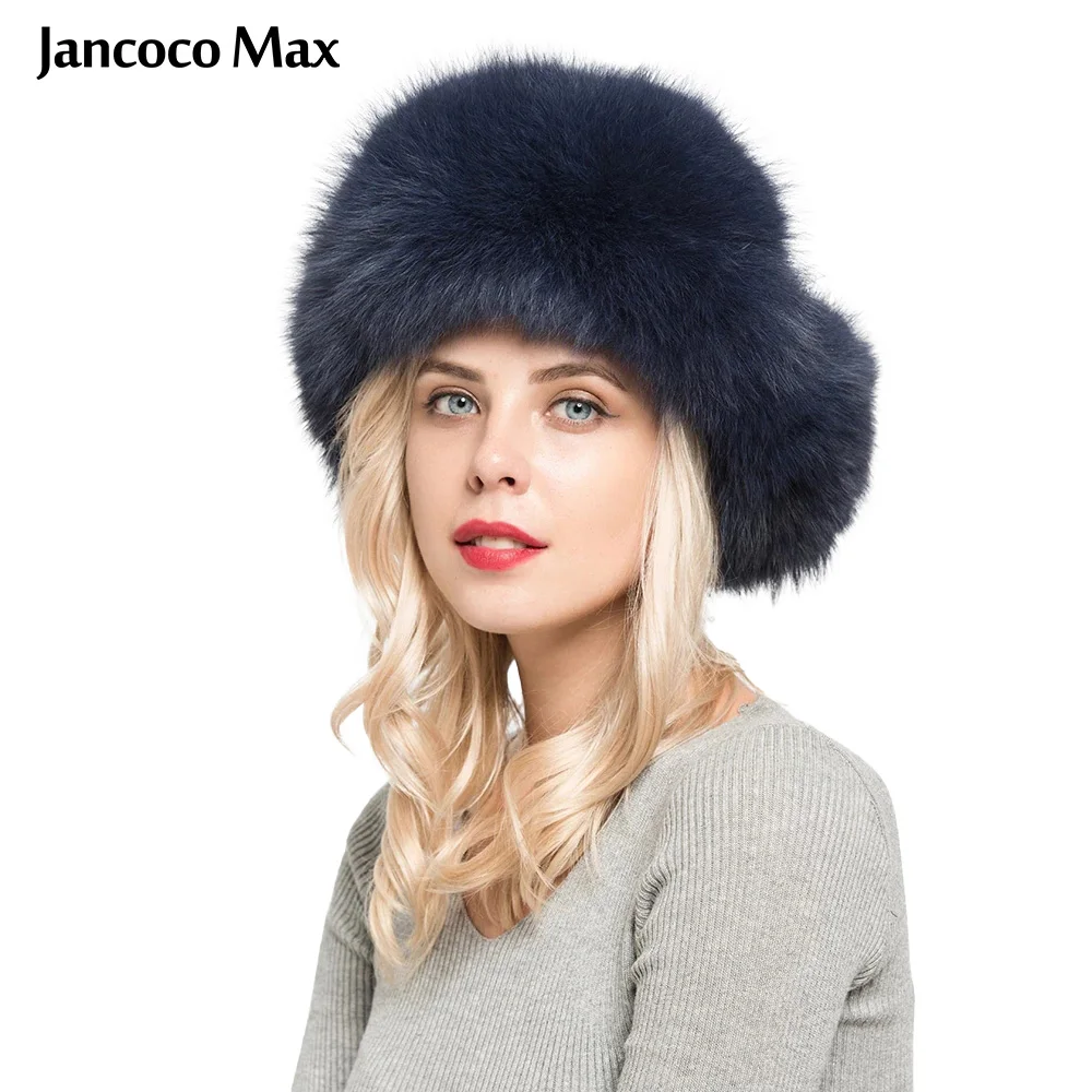 Женская шапка-ушанка Jancoco Max теплая зимняя из натурального Лисьего меха S7147