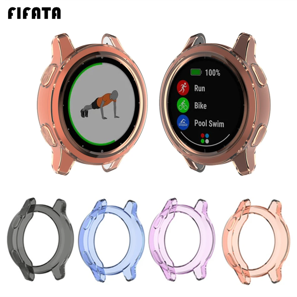 FIFATA TPU Case Protector Frame For Garmin Vivoactive 4 / 4S Smart Watch For Vivoactive 4S / 4 Screen Protective Cover Shell
