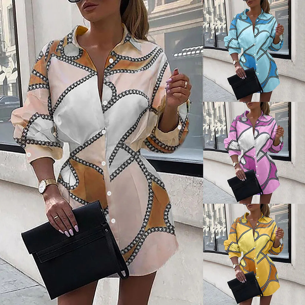 Элегантные женские платья осенние и зимние с длинным рукавом для отдыха принтом