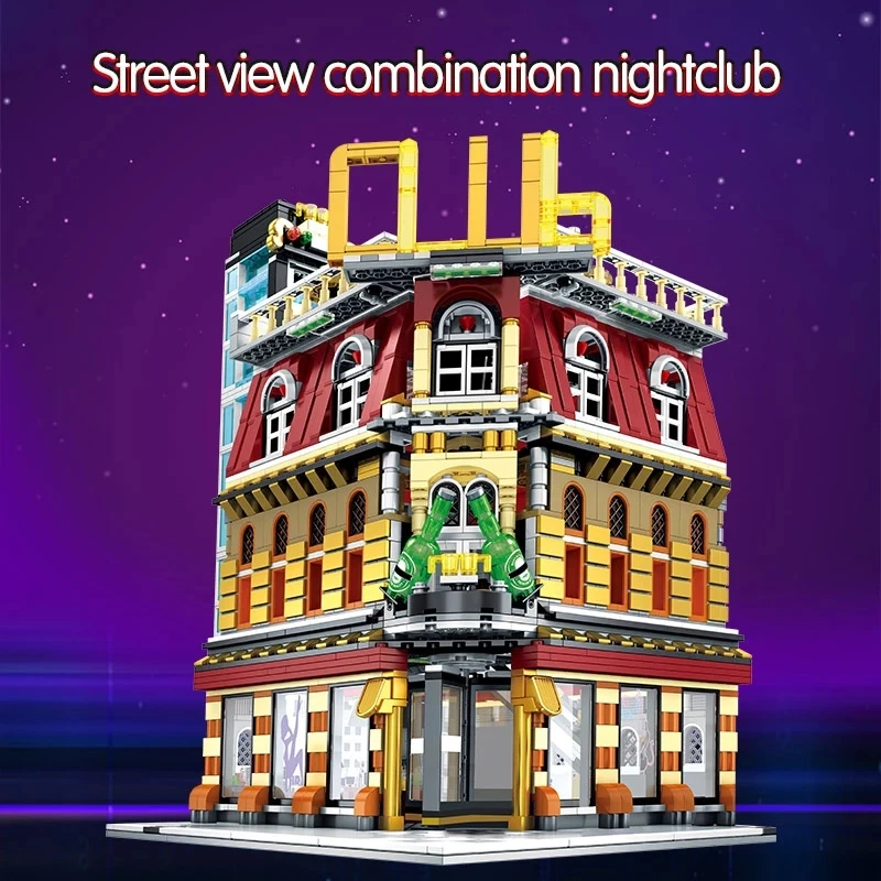 

IN Stock SD6991 2488 Pcs 5 IN 1LED Light USB City Street View Club Model Building Blocks Bricks Creative DIY Toys Gifts
