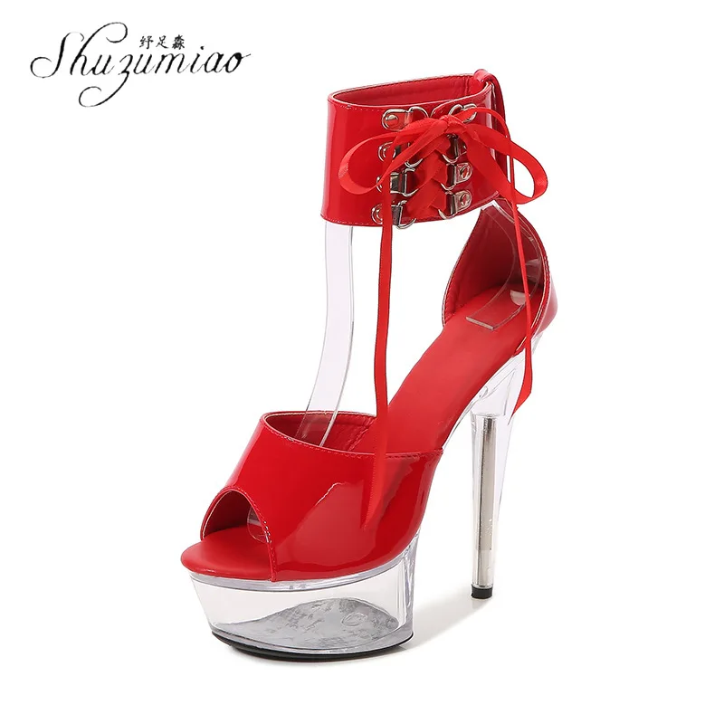 

SHUZUMIAO новоприбывшие для женщин женские туфли-лодочки с перекрестными ремешками; Пикантные туфли на высоком каблуке; Обувь на прозрачной пла...
