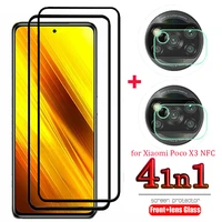 4 in 1 tempered glass for xiaomi poco x3 nfc screen protector camera lens cover explosion proof protectors for poco x3 nfc