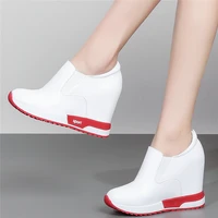 slip on platform oxfords shoes women genuine leather wedges high heel pumps shoes female round toe fashion sneakers casual shoes