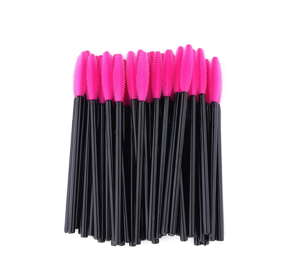 50pc Silicone Make Up Brush For eyelash extension Four Colors One-off Disposable Eyelash Brush Mascara Applicator Wand Brush