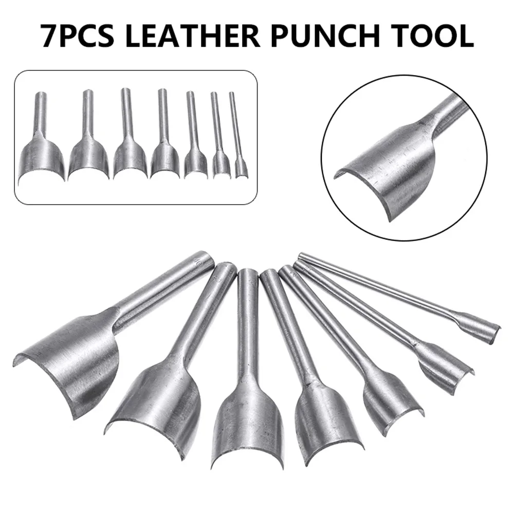 

7pcs 10-40mm Leather Punch Half-round Cutting Tool Belt Edge Shape Cutter Kits Leather Corner Cutter Belt Hollow Puncher