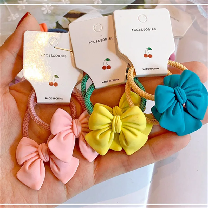 

Милые эластичные повязки для волос с бантом, конфетных цветов, завязки для волос для девочек, милый держатель для конского хвоста, бант, Детс...