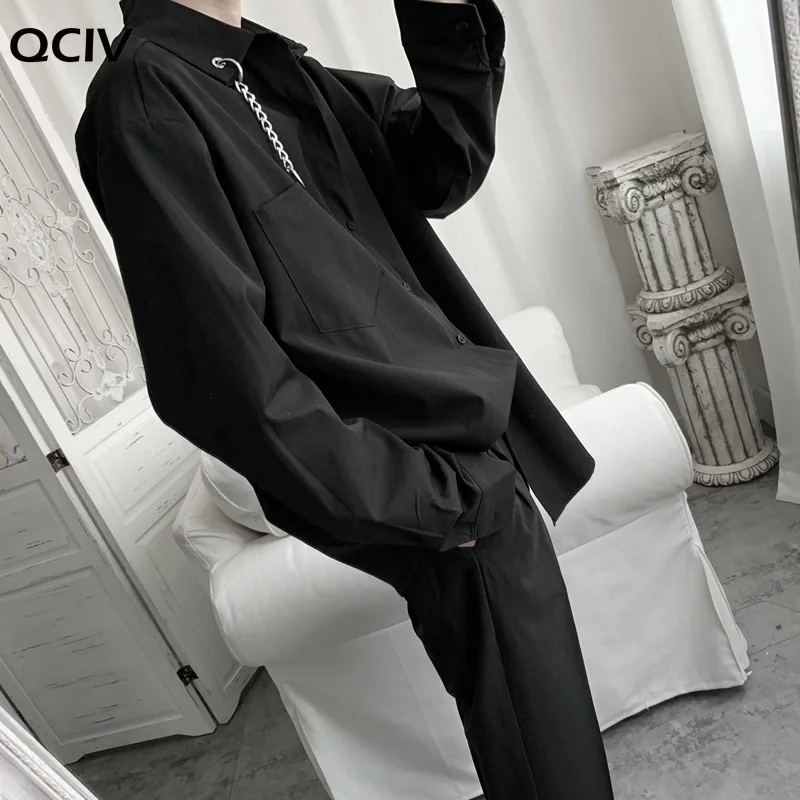 

Men Shirts Solid Long Sleeve Simple Loose Stylish Male Outerwear All-match Korean Style Harajuku Breathable Street-wear Ins Chic