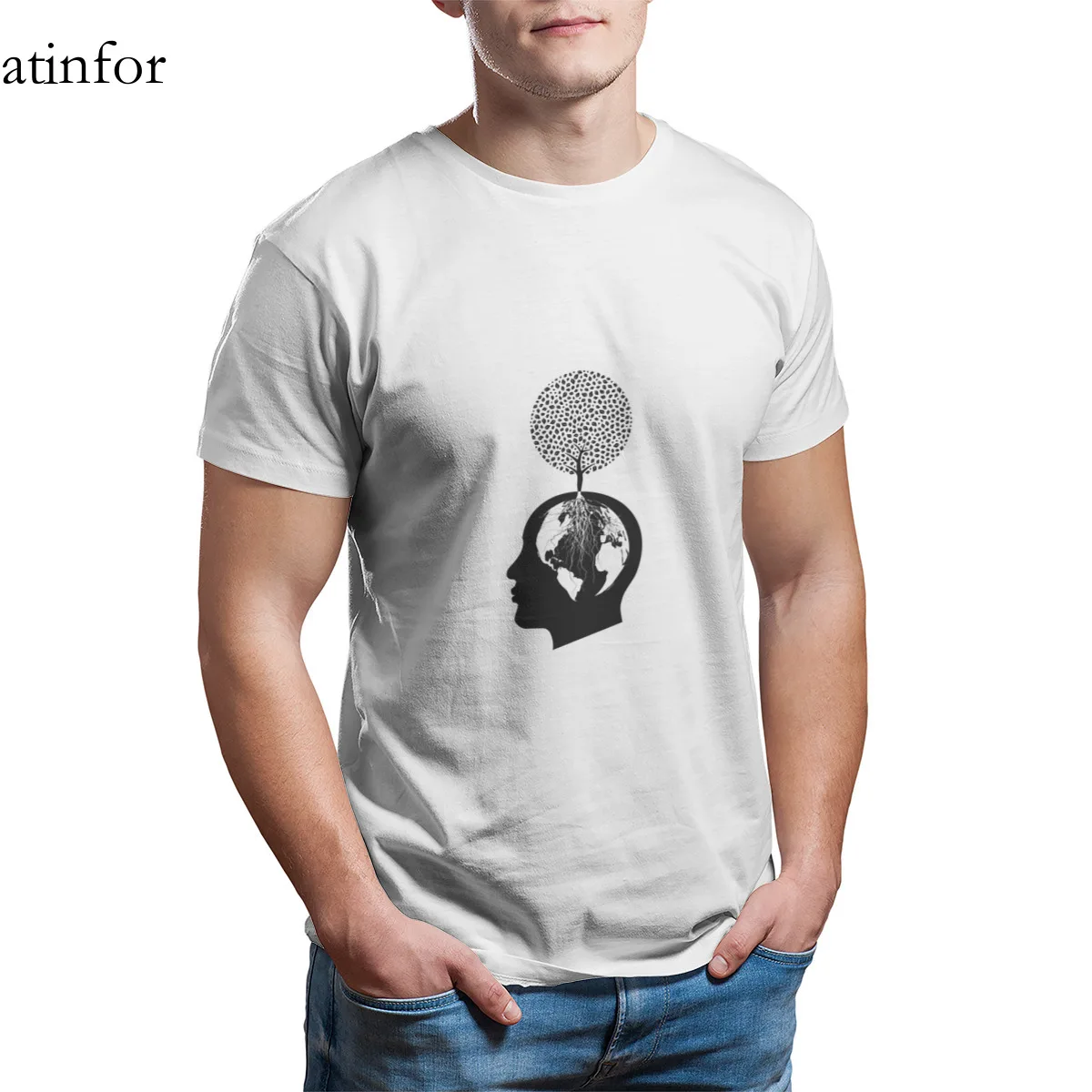 Создайте the world is внутри свой ум Футболка в винтажном стиле оптовая продажа одежда