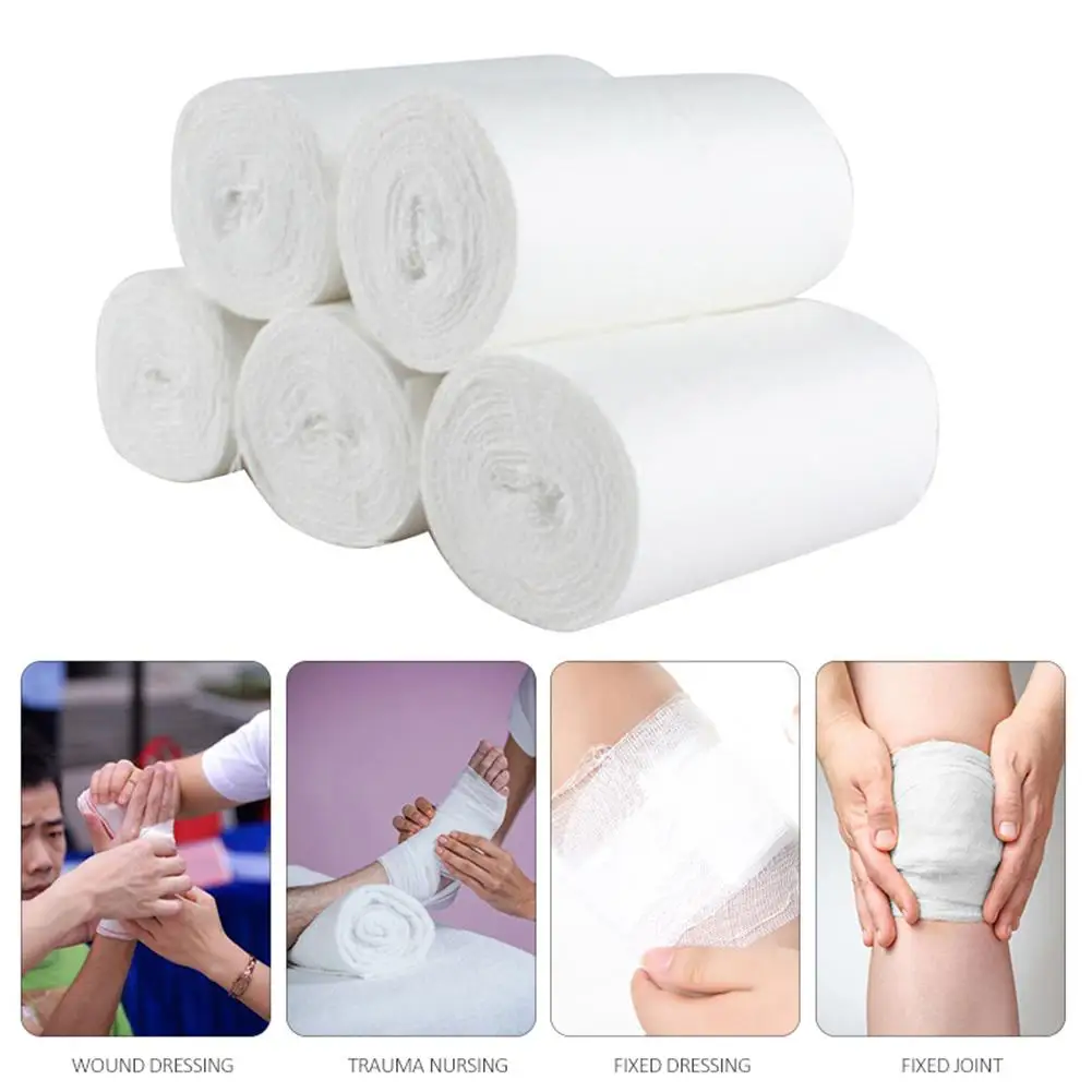 

10 Rolls First Aid Gauze Non Toxic Elastic Health Care Treatment Gauze Bandage Injury Protective Knee Roll First Aid Kit White