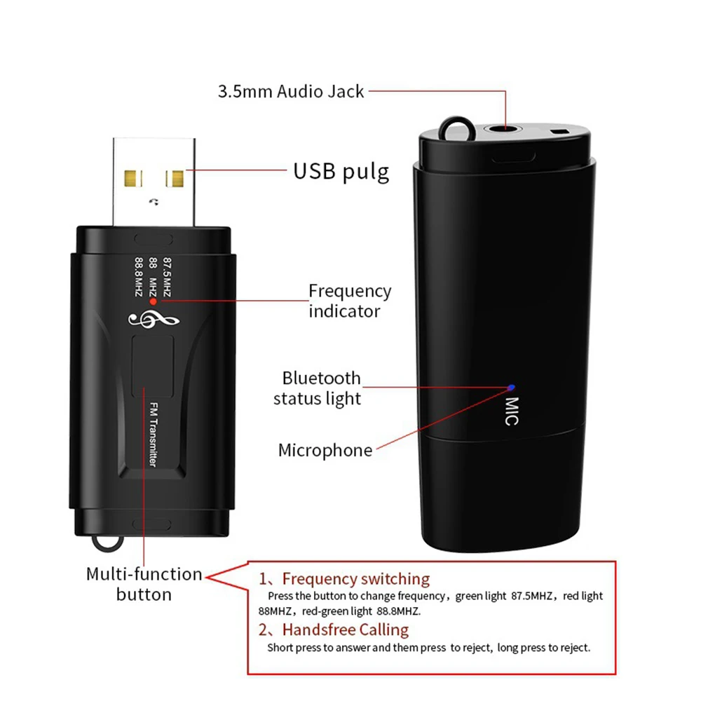 Беспроводной автомобильный FM трансмиттер Bluetooth 5 0 AUX 3 мм|Зарядные устройства для