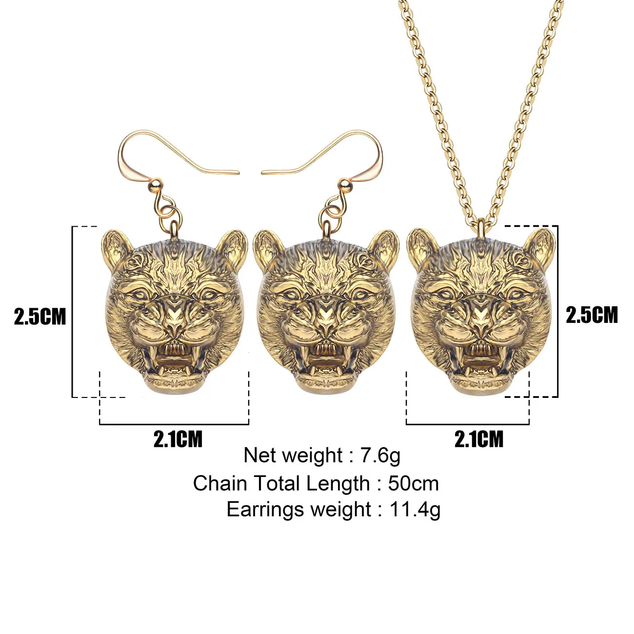 Комплект ювелирных изделий ARWA из сплава с покрытием под старину Золотая Пантера