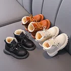 Уютные Детские зимние ботинки с плюшевой подкладкой, Нескользящие, с мягкой подошвой и сетчатым материалом, зимняя обувь для маленьких мальчиков и девочек E08061
