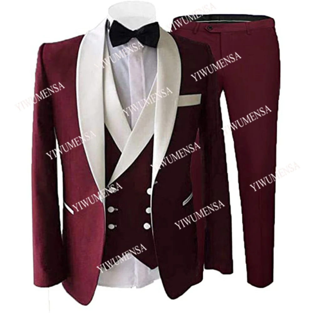 

White Peaked Laple Men Suits For Wedding Custom Made Slim Fit Robe De Marriage Groom Wear Blazers Formal Party Traje Hombre 2021