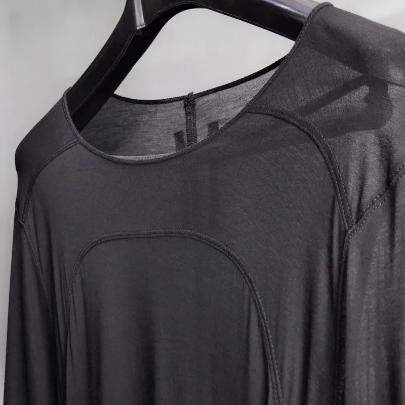 

Top Quality Summer Cotton Short Sleeve O-Neck Mens Tees Top Gothic Fashion Casual Black Slim See Through Long Poleras Hombre