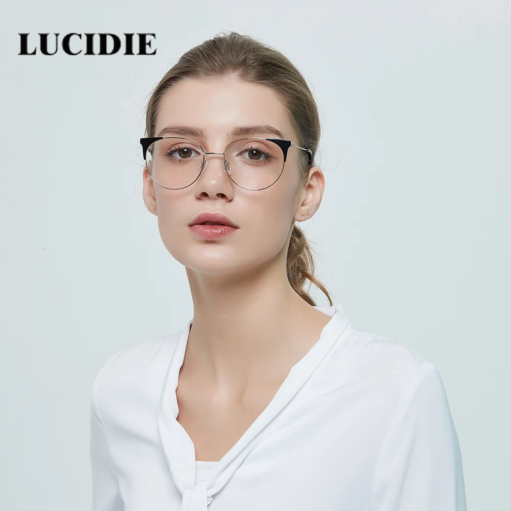 Женские модные очки в оправе кошачий глаз с прозрачными линзами черная Золотая