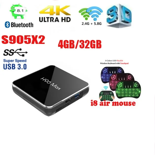 ТВ приставка H96 Max X2 S905X2 в наличии uad Core 4 Гб DDR3 32 ГБ Android 9 0 2 4G Wi Fi USB 3 100 м LAN