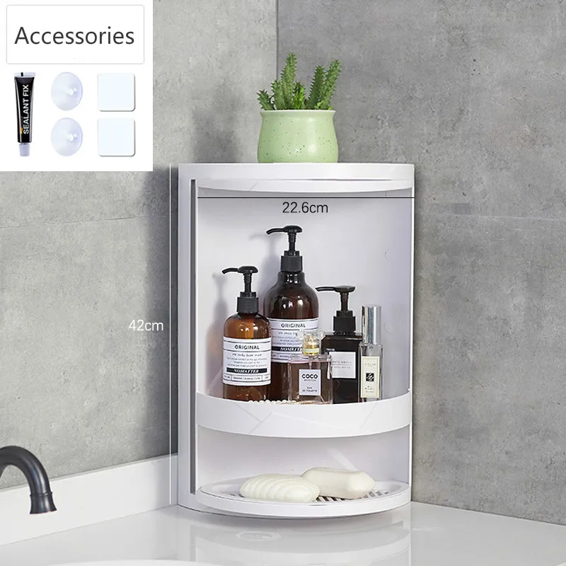 Вращающийся на 360 градусов стеллаж для хранения ванной комнаты кухонный угловой