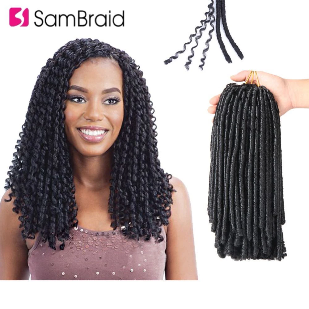 SAMBRAID Soft Dreadlocks Crochet Braids 14 inches Synthetic Braiding Hair 30 Roots Crochet Hair Extensions For Women