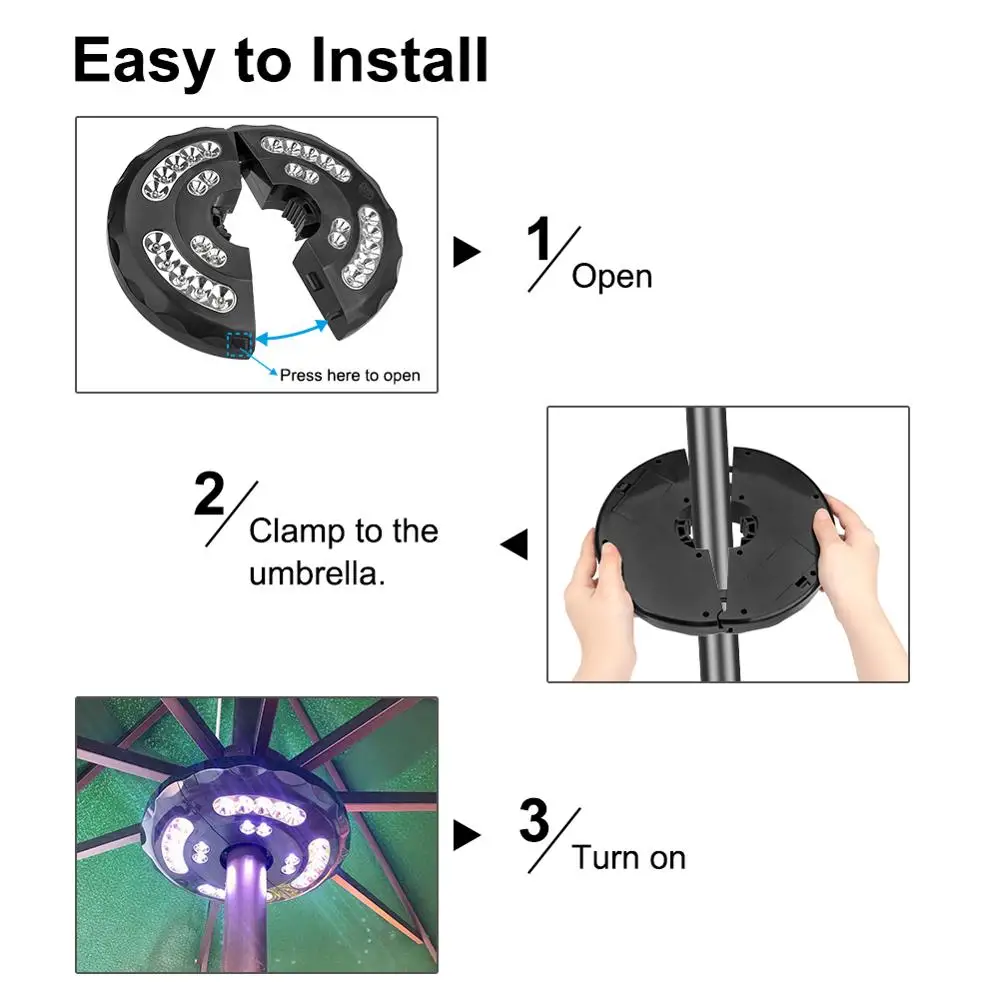 28 светодиодов зонтичный светильник палатка для патио кемпинг зонт 3 режима белый