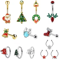 body punk wholesales christmas design belly button rings christmas navel rings body piercing jewelry