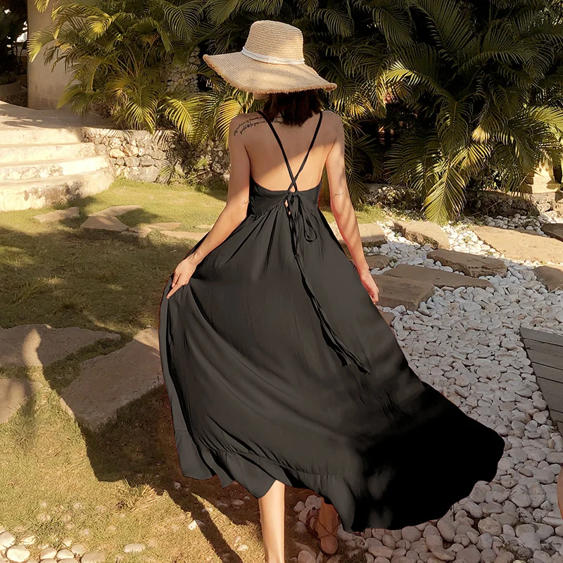 Женское пляжное платье EAD Красное Облегающее Платье на бретелях с открытой