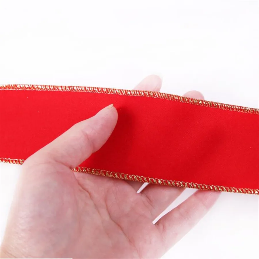 5 см X 10 ярдов красная Проводная бархатная лента с одной стороны для упаковки