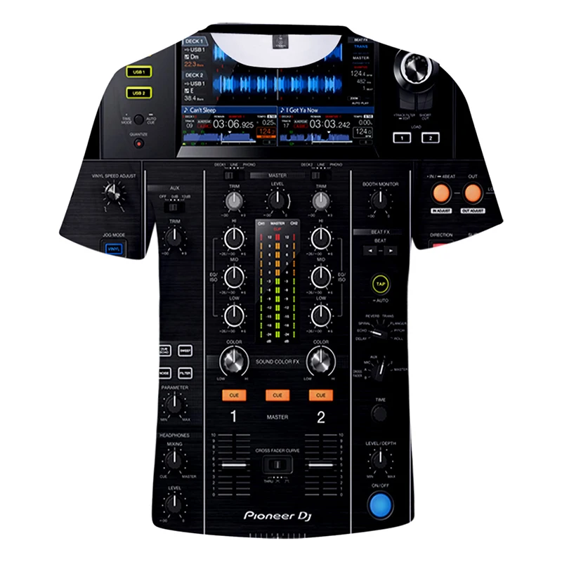 

Fashion men's design pioneer Dj 3D Harajuku T-shirt men and women short-sleeved T-shirt clothes summer cool round neck top