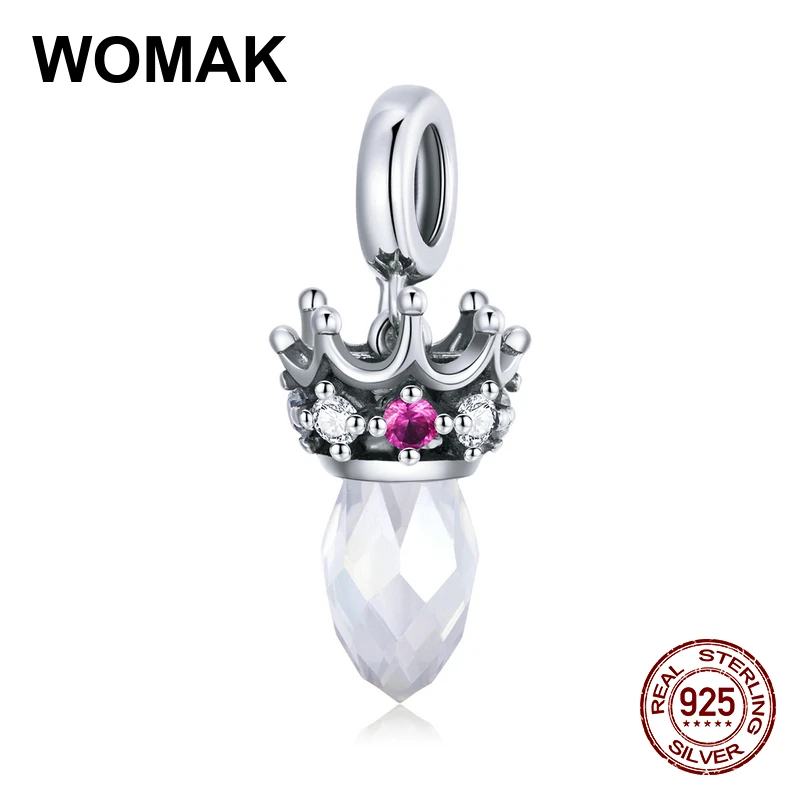 100% 925 пробы Серебряное ожерелье со стразами Подвеска в виде короны подвески