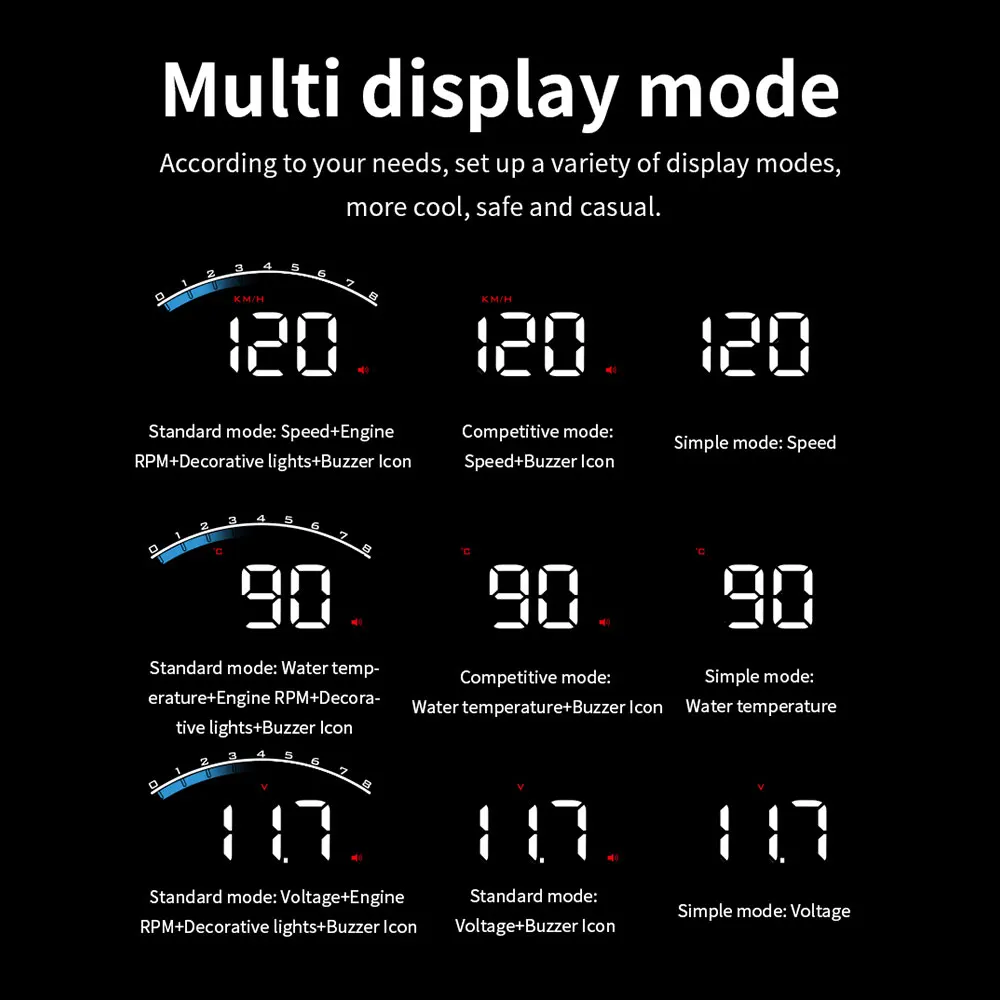 M6S HUD Автомобильный дисплей на голову Авто Электроника км/ч миль/ч OBD защита от