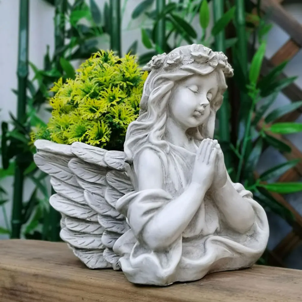 

1pc Cartoon Fairy Shaped Flower Pot Delicate Succulent Plant Container (Beige)