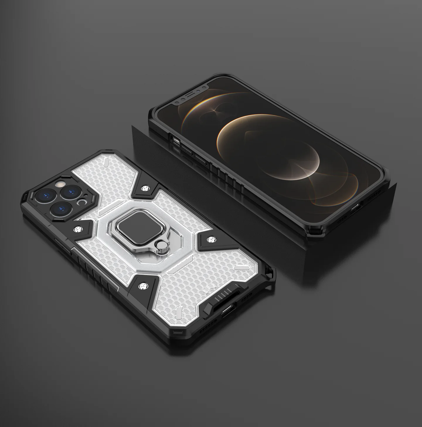 

Phone Case For iPhone X XR XS 11 12 13 Mini Pro Max Luxury Anti-fall Heavy Protection Armor Ring Vehicle Magnetic Bracket Cover