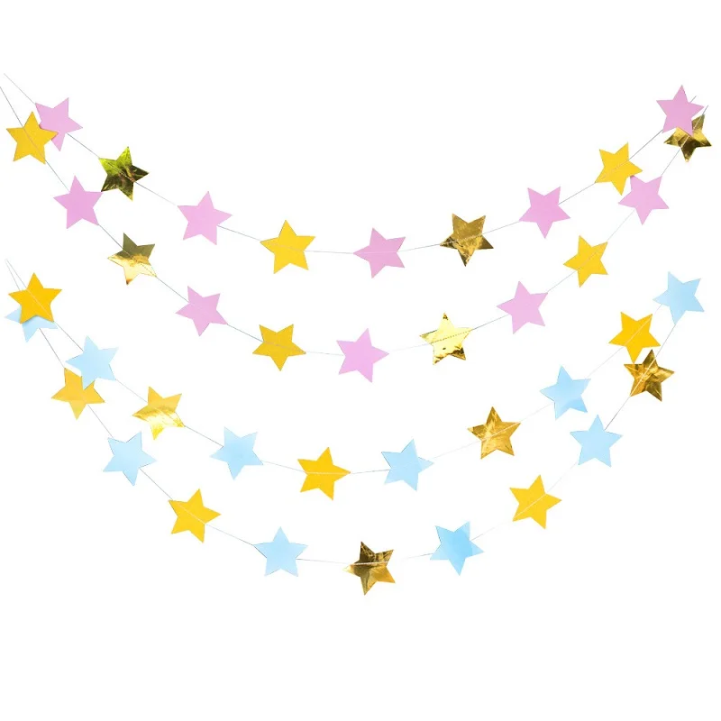 2 м яркая Золотая Звезда декоративная бумага для вечеринок гирлянды Свадебные