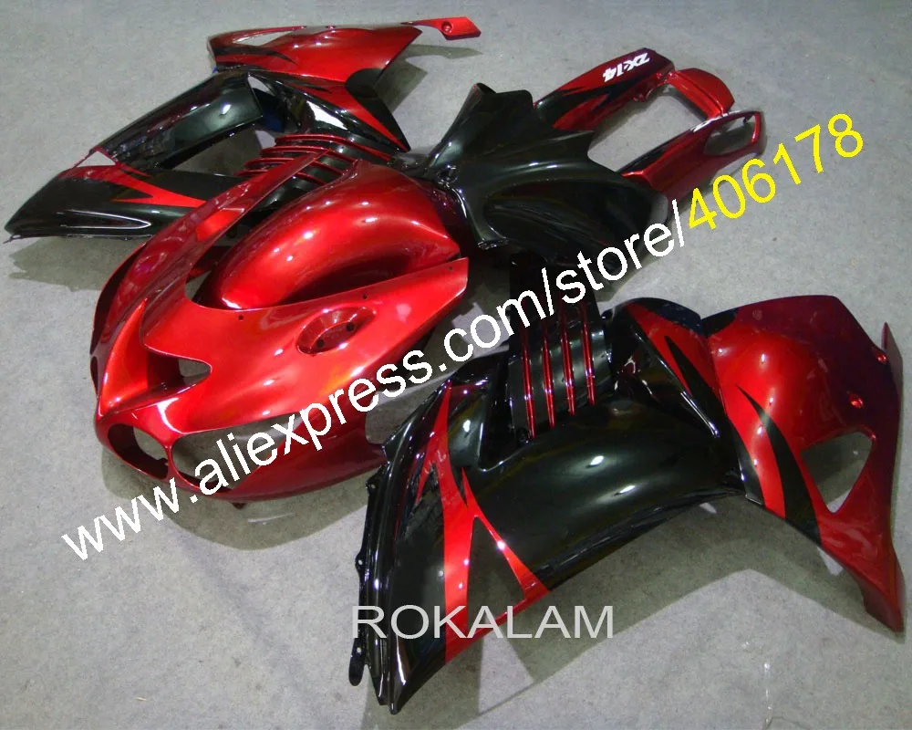 

06 07 08 09 10 11 ZX 14R ZX-14R Fairing Kit For Kawasaki Ninja ZX14R 2006-2011 Red Black Fairings (Injection Molding)