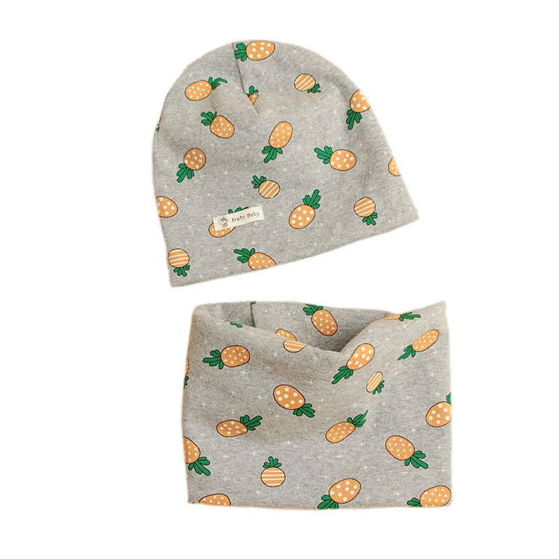 

New Fashion Baby Cap Set Cartoon Cotton Baby Head Cover Spring Warm Neck Collar Kids Beanies Sets Autumn Children Hats Scarf