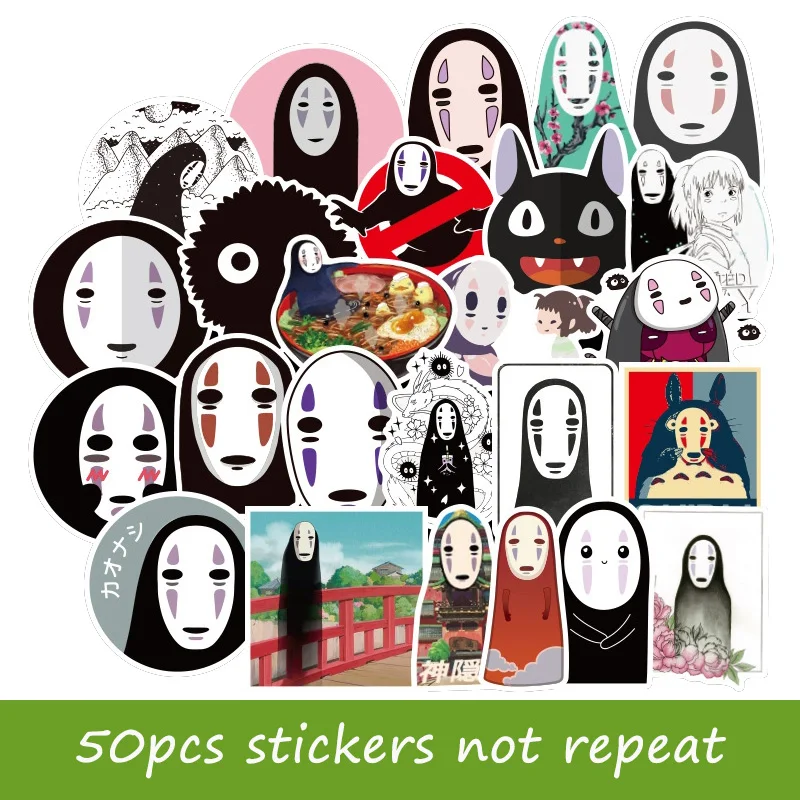 50 шт. Унесенные призраками Мультяшные наклейки без лица мужские для ноутбука