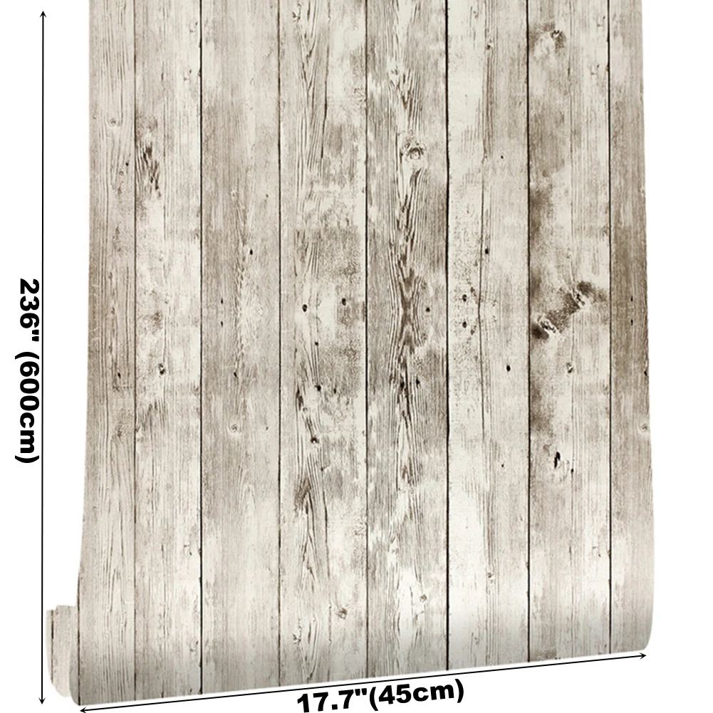 

Stick Vintage White Wood Grain Paper Self-Adhesive Wood Wallpaper Peel and Vinyl Stickers 1.5ftX20ft/Roll for Wall