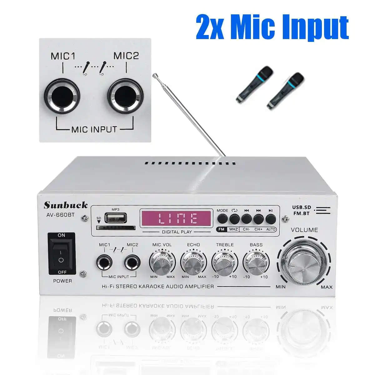 Усилитель мощности аудиосигнала 1200 Вт bluetooth 5 0 каналов 12 В/220 В AV динамик пульт