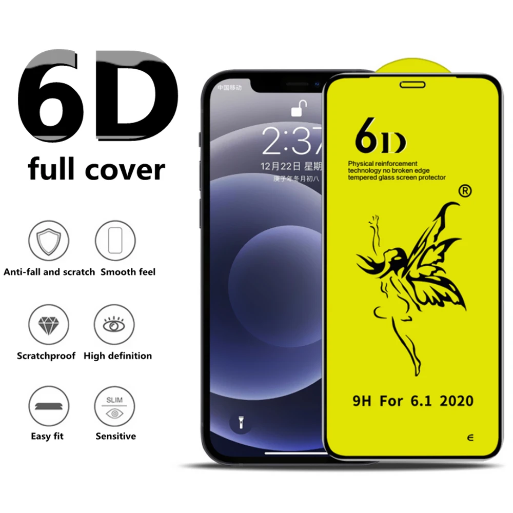 

6D Full Cover Tempered Glass For iPhone 12 5 7 8 6 Plus SE 2020 Screen Protector For iPhone X XR XS 11 12 13 Mini Pro Max Glass