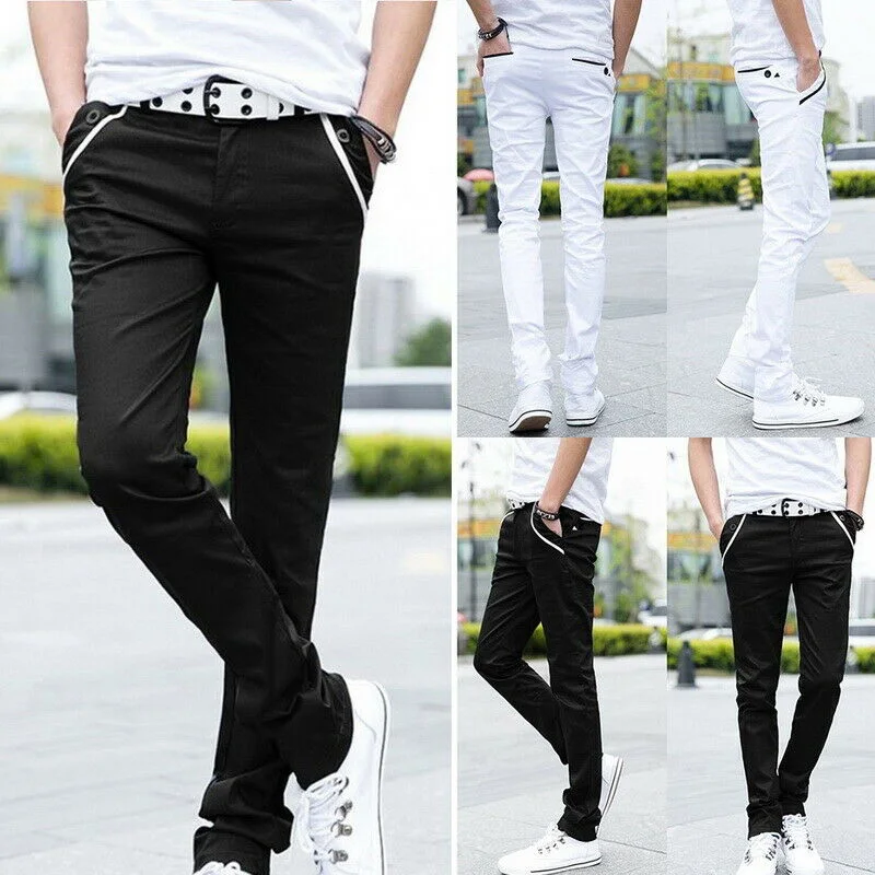 

Men Formal Business Pants Slim Casual Straight Leg Trousers Comfy Stretch Pockets Pants XRQ88