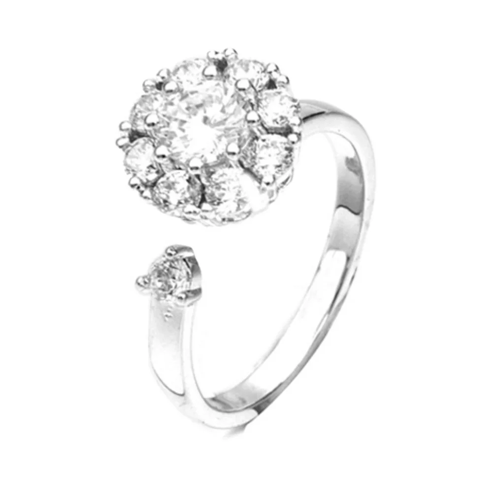 Женская мода стразы инкрустированное вращающееся Открытое кольцо на палец