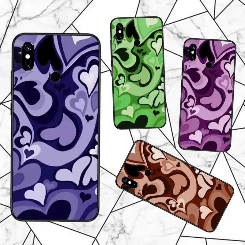 

Purple Heart Swirl Pattern Cover Phone Case For Xiaomi Redmi note 7 8 9 11 t s 10 A pro lite funda shell coque