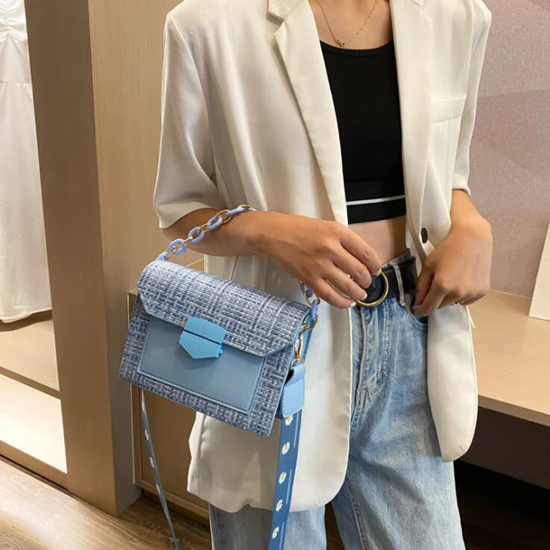 

Wide Strap Shoulder Bags for Women 2020 Designer Lady Handbags and Purses Fashion Chain Messenger Crossbody Bags