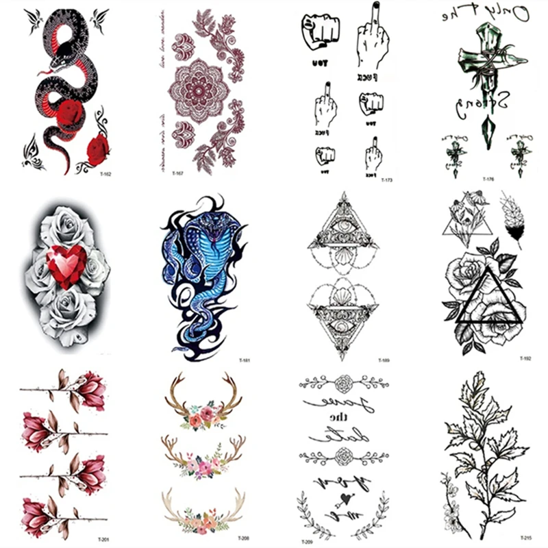 

Waterproof Temporary Tattoo Sticker Creative Crawling Black Snake Personality Flash Tattoo Fake Tattoo For Girl Women Men