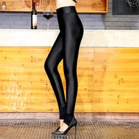 glossy pants in autumn and winter plush and thickened leggings womens wear high waist and step on feet warm pants 9 point
