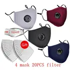 Фильтр PM2.5 для защиты от загрязнения лица, моющиеся разноцветные аксессуары для защиты лица, 20 шт. и 4 шт.