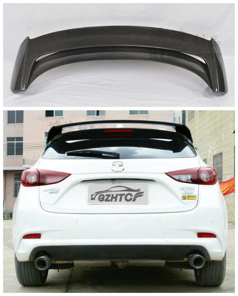 

High quality Carbon Fiber Car Rear Trunk Lip Spoiler Wing Fits For Mazda 3 AXELA Hatchback 2014 2015 2016 2017 2018 2019