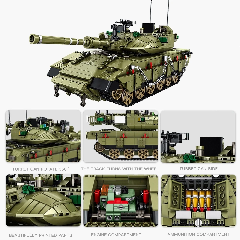 

1730 PCS 632009 Military Technic Series Merkava MK4 Main Battle Tank Building Blocks Bricks Kids Educational Toys For Children